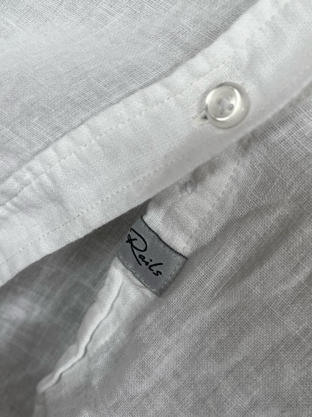 Rails Charlie Linen Blend White Gold Star-Print Button-Up Shirt XL - Picture 7 of 16